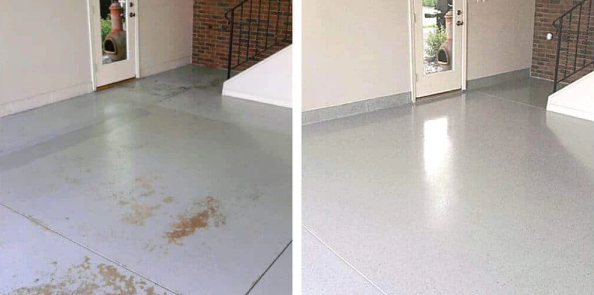 service epoxy flooring coating before and after louisville ky
